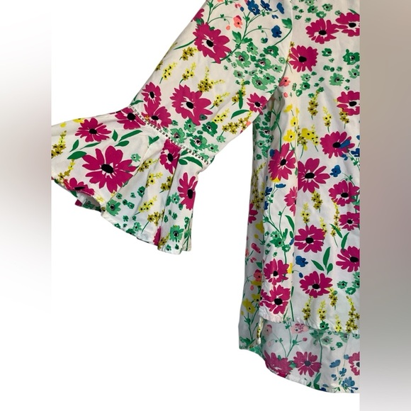 Crown & Ivy Floral Boho Peasant Blouse Top Small Petite Flower Garden Party - Picture 3 of 10